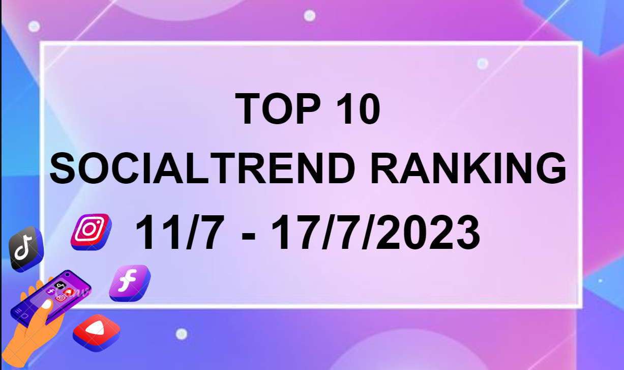 Điểm Tin Tuần: Bảng Xếp Hạng Top 10 SocialTrend Ranking Trong Tuần từ 11/7 - 17/7/2023 